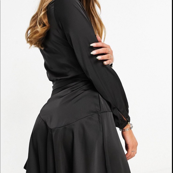 ASOS- Mid Satin Wrap Dress - Picture 3 of 3